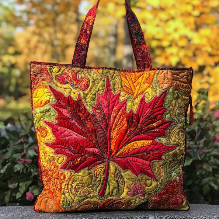 Women's quilted tote bag with colourful floral and graphic print