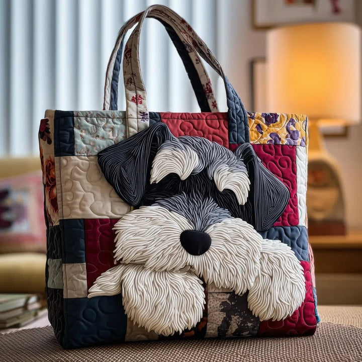 Women's quilted tote bag with colourful floral and graphic print