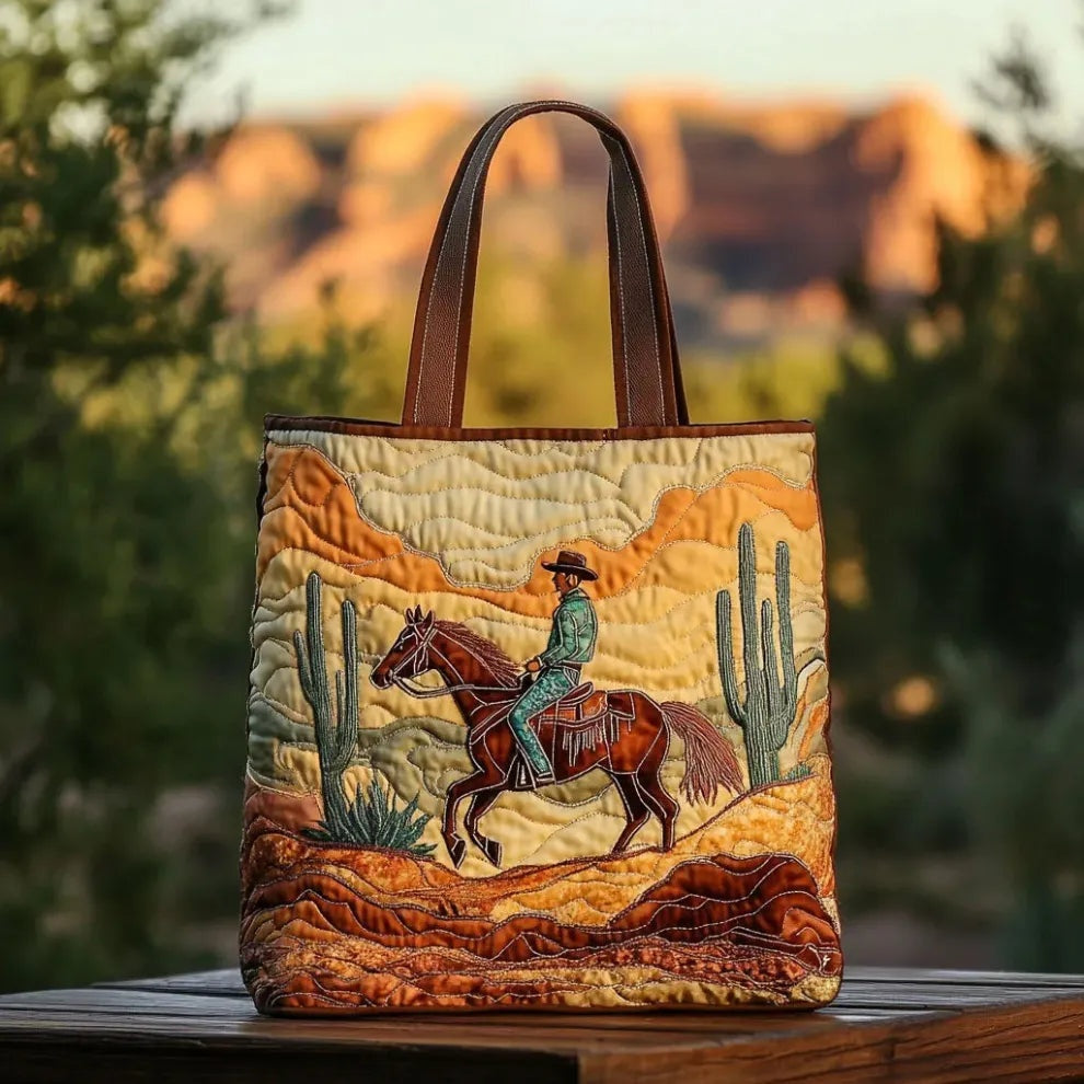 Women's quilted tote bag with colourful floral and graphic print