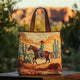 Women's quilted tote bag with colourful floral and graphic print
