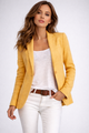 Women's single button blazer with notched lapels in light blue