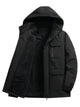 Men's hooded parka jacket with zip front and multiple flap pockets