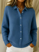 Women's ribbed knit cardigan with collar and button front