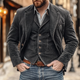 Men's textured blazer with buttoned waistcoat and notched lapels