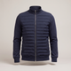 Men's hybrid puffer jacket with quilted front, stand collar and full zip