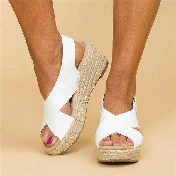Karlie | Women's Cross Strap Espadrille Wedge Sandals Open Toe