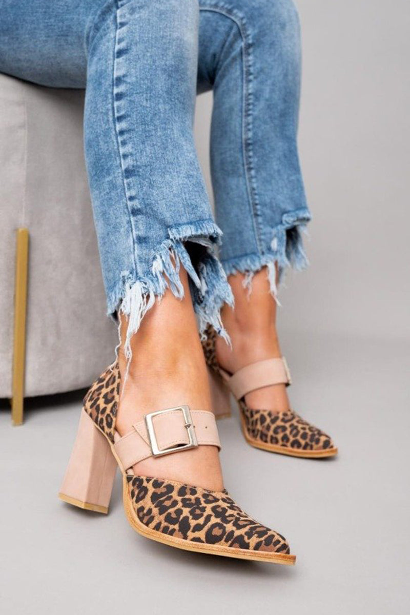 Brooke | Women's Leopard Suede Sandals with Stable Heel