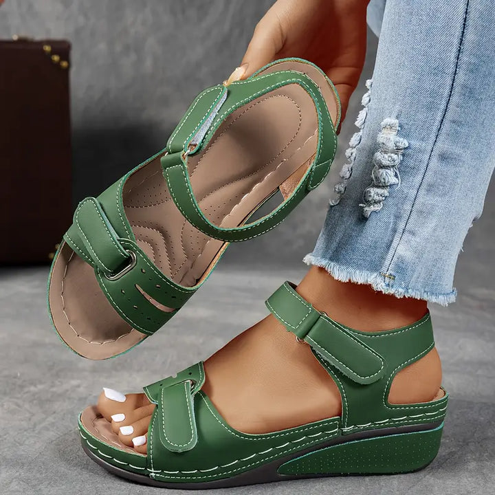 Women's Wedge Sandals in Green - View 2 | Bellmere