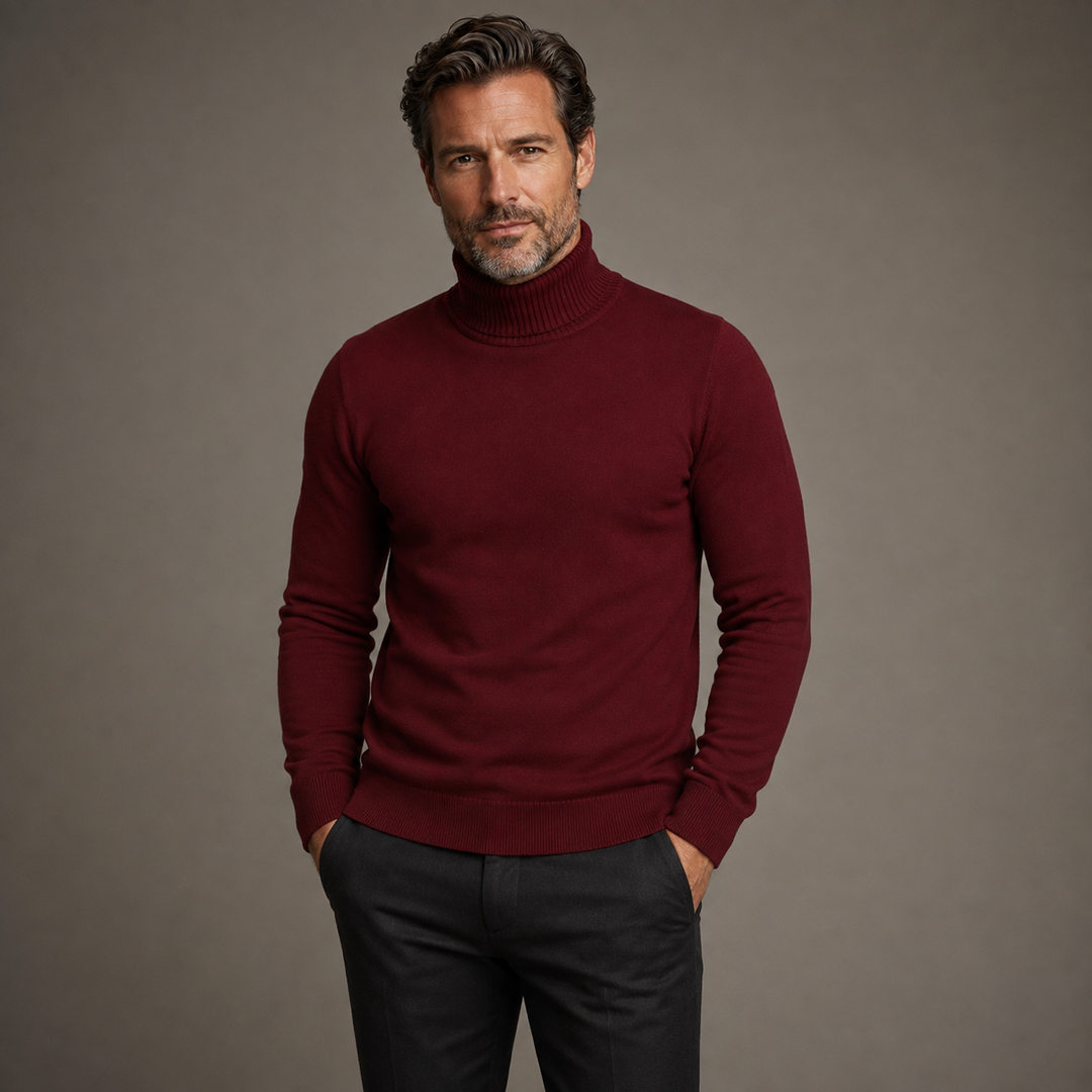 Ribbed turtleneck sweater with long sleeves