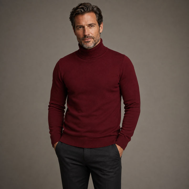 Ribbed turtleneck sweater with long sleeves