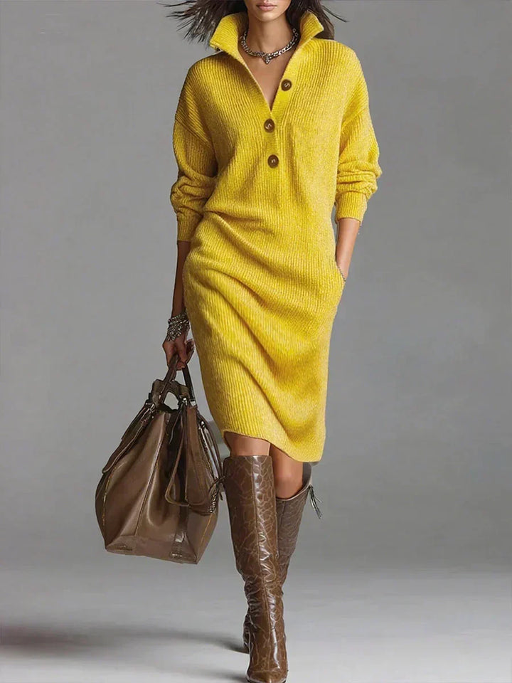 Women's Chic Sweater Dress in Yellow | Bellmere
