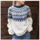Women's geometric Fair Isle crew neck sweater with long sleeves