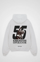 Oversized graphic hoodie with hood, ribbed trims and racing back print