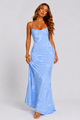 Women's Floral Appliqué Slip Maxi Dress with Fishtail Hem