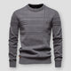 Men's long-sleeve crew neck sweater with textured ribbed detailing