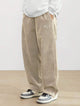 Men's wide-leg ribbed trousers with side pockets and long straight legs