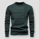 Men's long-sleeve crew neck sweater with textured ribbed detailing