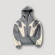 Hooded zip-up hoodie with contrasting graphic panels