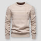 Men's long-sleeve crew neck sweater with textured ribbed detailing