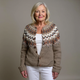 Women's brown Nordic pattern button-front cardigan
