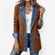 Women's longline jacket with contrasting ribbed panels and denim-look trim