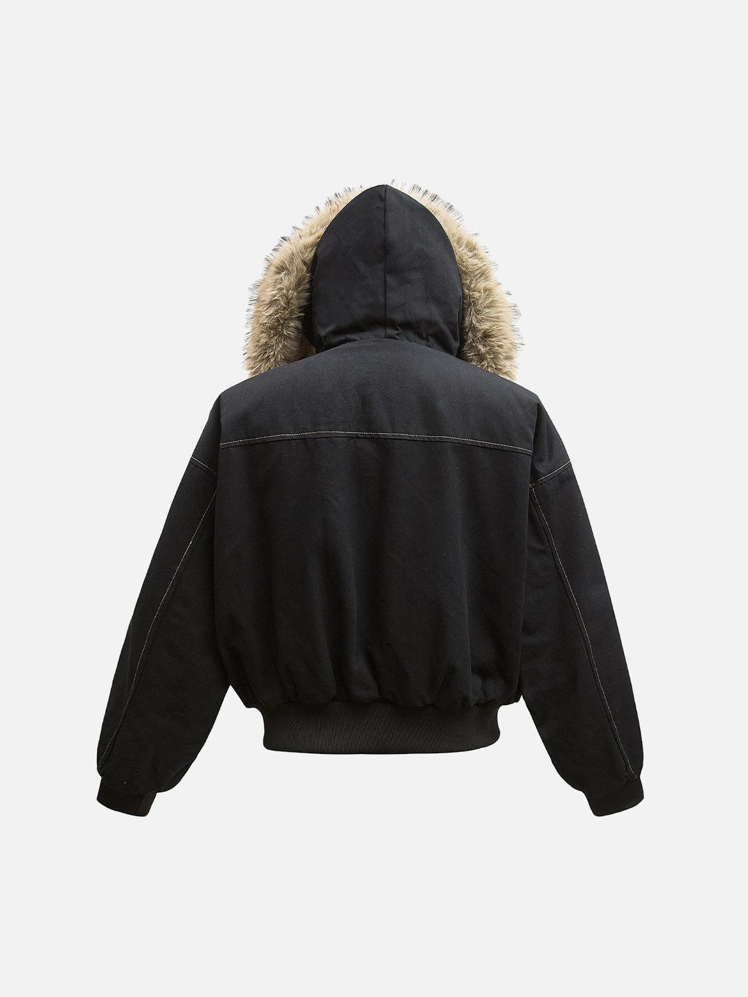 Women's hooded bomber jacket with faux fur trim and zip front