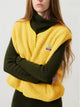 Women's sleeveless button-front vest with V-neckline and textured finish
