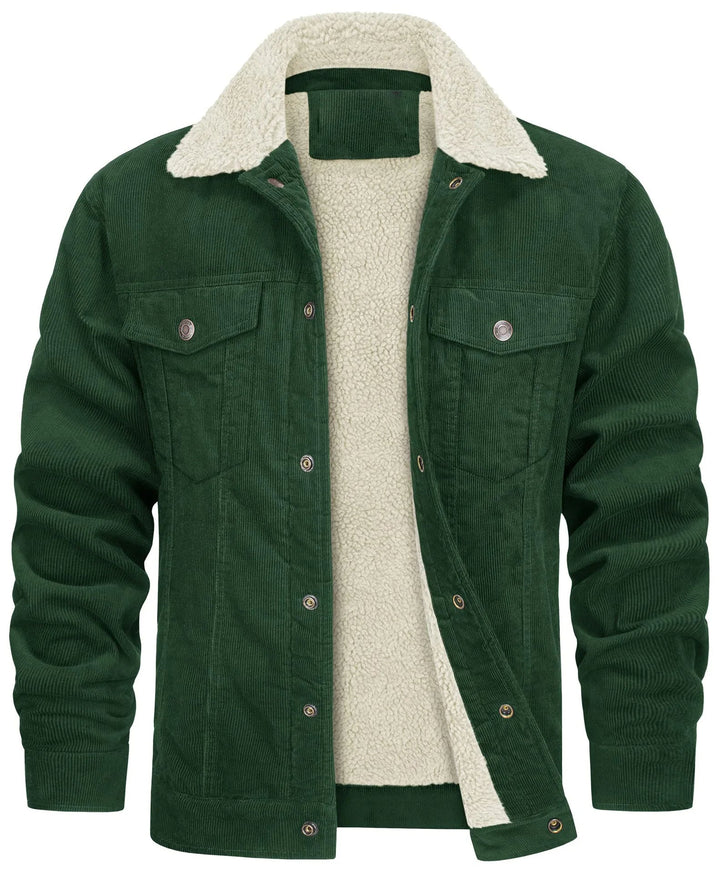 Corduroy jacket with sherpa collar and lining