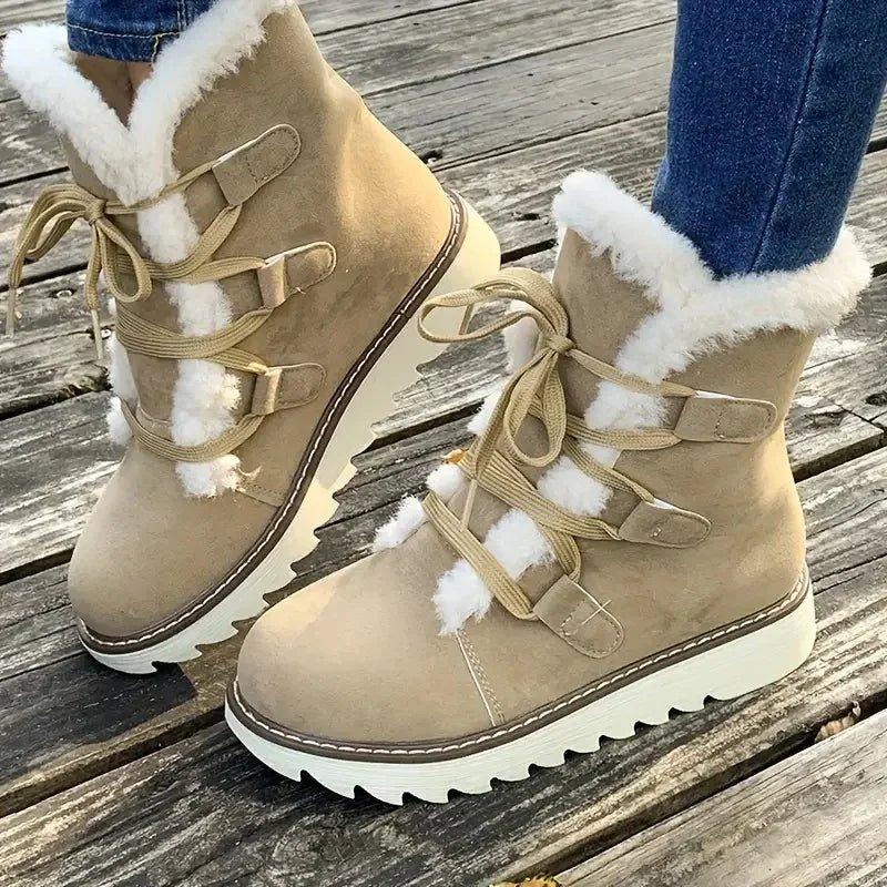 Women's Plush-Lined Winter Boots in Beige | Bellmere