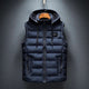 Hooded quilted sleeveless puffer gilet with full zip and front zip pockets