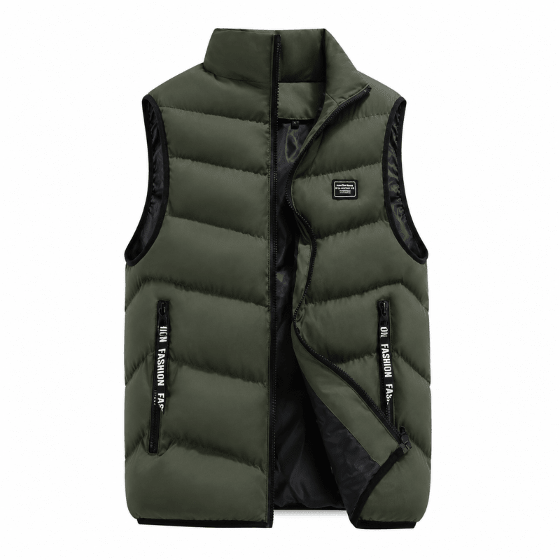Men's quilted puffer gilet with stand collar and zip pockets