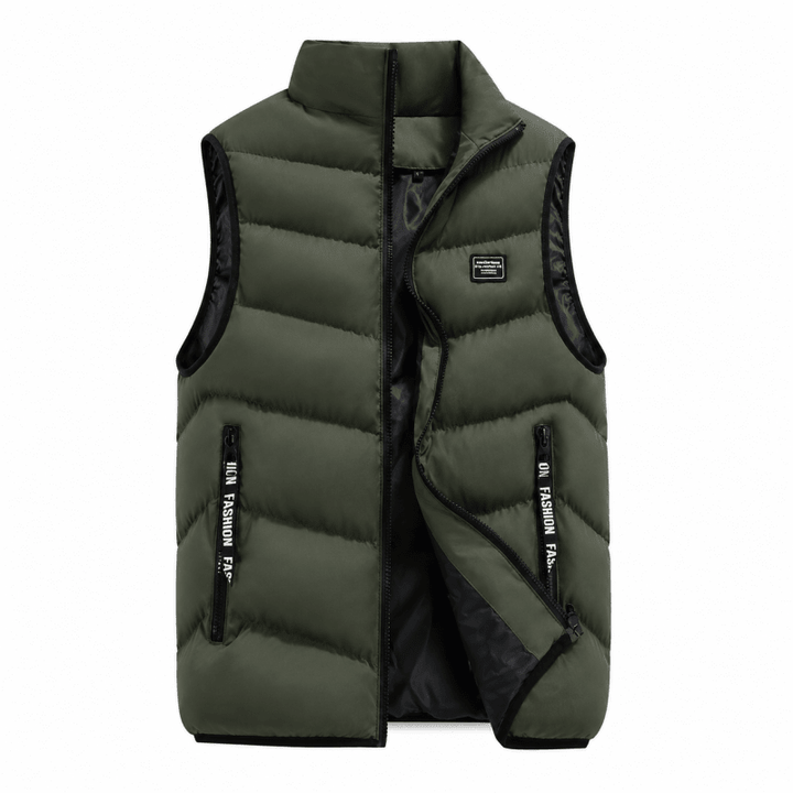 Men's quilted puffer gilet with stand collar and zip pockets