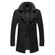 Two-piece coat with high-neck layer, lapel collar and multiple pockets