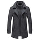 Two-piece coat with high-neck layer, lapel collar and multiple pockets