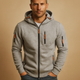 Full zip fleece hoodie jacket with drawstring hood and zipped pockets