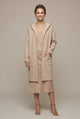 Women's hooded textured longline cardigan with open front and front pockets