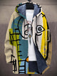 Men's oversized multicolour abstract graphic zip hoodie with hood and long sleeves