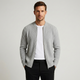 Men's ribbed knit zip cardigan with stand collar and long sleeves