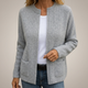 Women's ribbed open front cardigan with long sleeves and two patch pockets