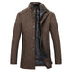 Men's textured winter coat with stand collar, buttons, zip fastening and quilted lining