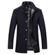 Men's textured winter coat with stand collar, buttons, zip fastening and quilted lining
