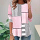 Women's long-sleeve patchwork sweatshirt with mixed striped, checked, dotted and floral panels