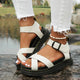 Solene | Women's Cross Strap Flatform Sport Sandals Buckle