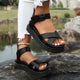Solene | Women's Cross Strap Flatform Sport Sandals Buckle