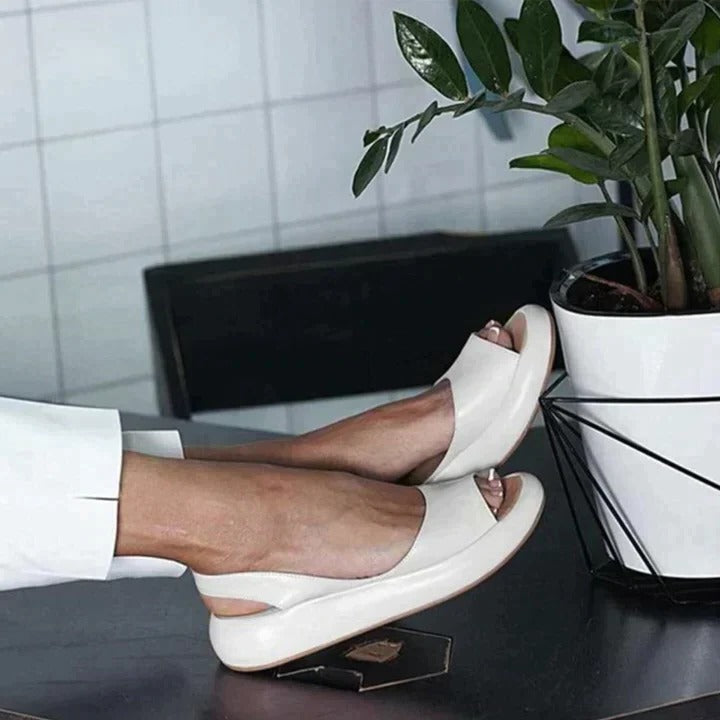 Alena | Women's Peep Toe Flatform Slide Sandals Wide Strap