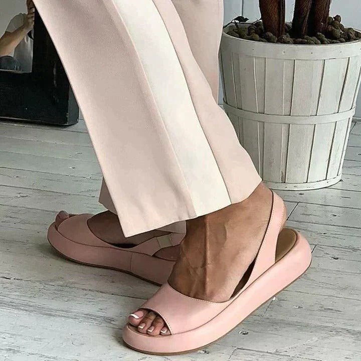 Alena | Women's Peep Toe Flatform Slide Sandals Wide Strap