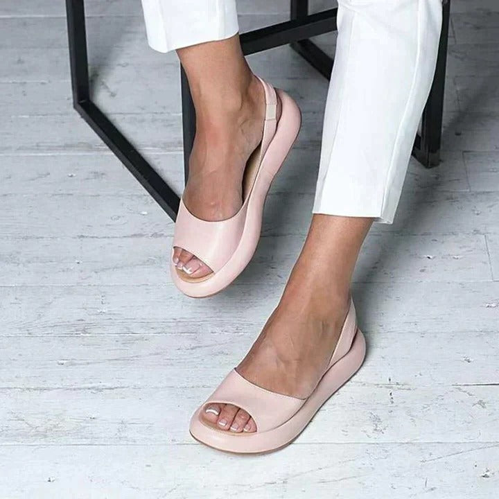 Alena | Women's Peep Toe Flatform Slide Sandals Wide Strap