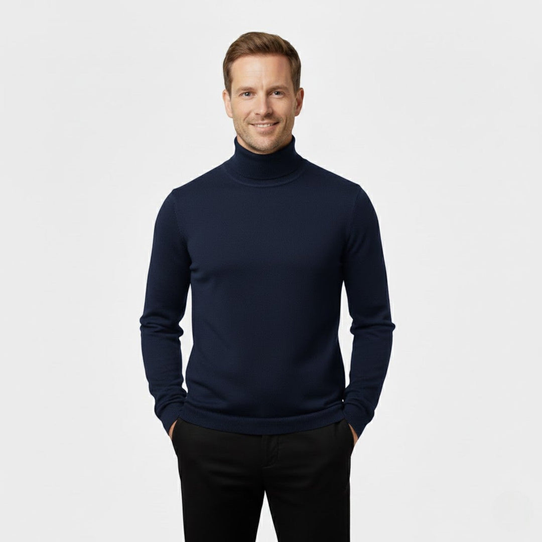 Men's long-sleeve solid turtleneck sweater three-pack