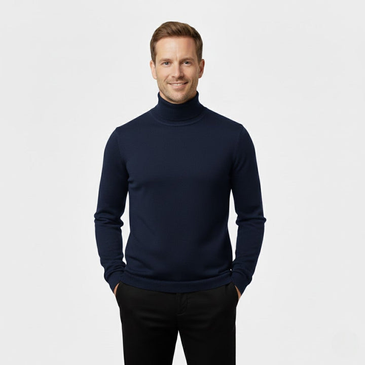 Men's long-sleeve solid turtleneck sweater three-pack