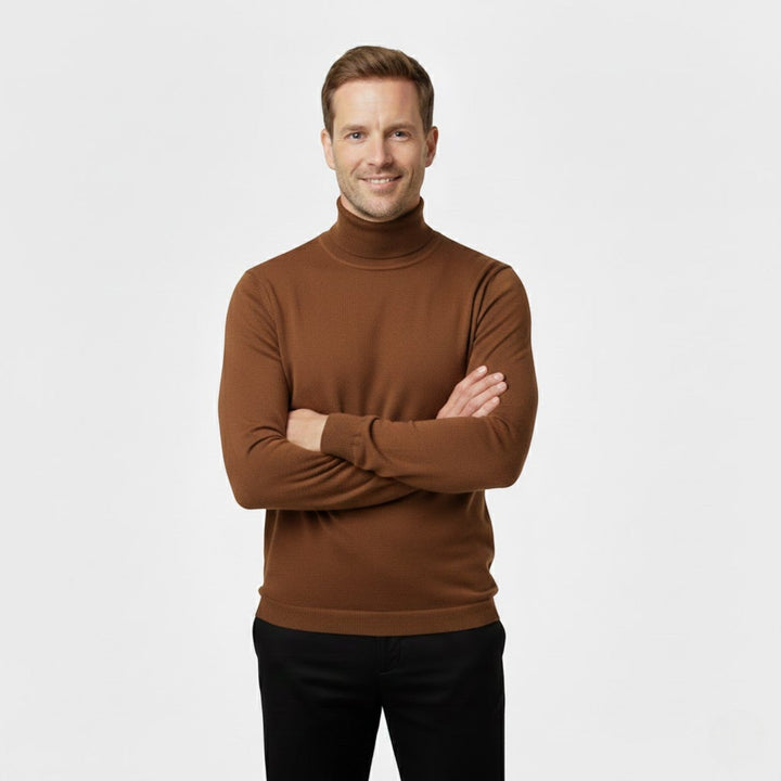 Men's long-sleeve solid turtleneck sweater three-pack